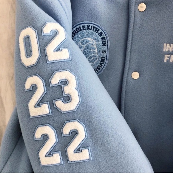 NWT KITH x Invisible Friends Size M - Wool Varsity Jacket Blue Limited Edition - Picture 4 of 11